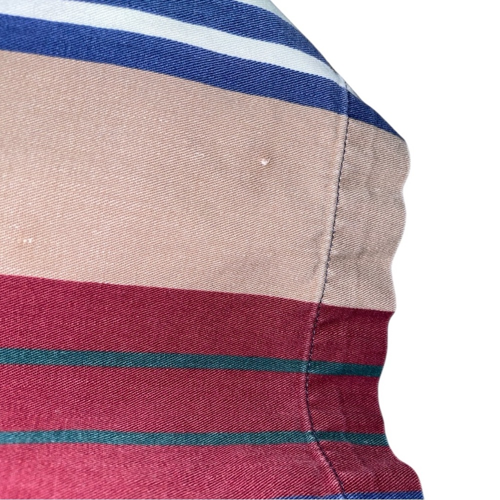 Vintage Men's Striped Western Work Shirt button up Red, Blue & Tan Cotton Cowboy - Picture 7 of 9
